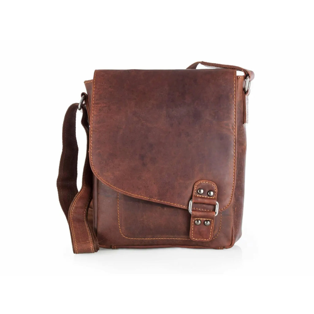 Leather Shoulder Bag Kingston - Genuine Full-Grain Leather Crossbody Shoulder Bag