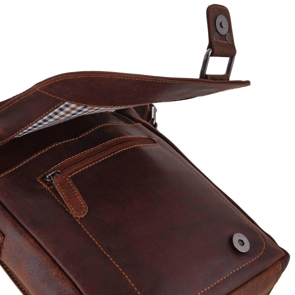 Leather Shoulder Bag Kingston - Genuine Full-Grain Leather Crossbody Shoulder Bag